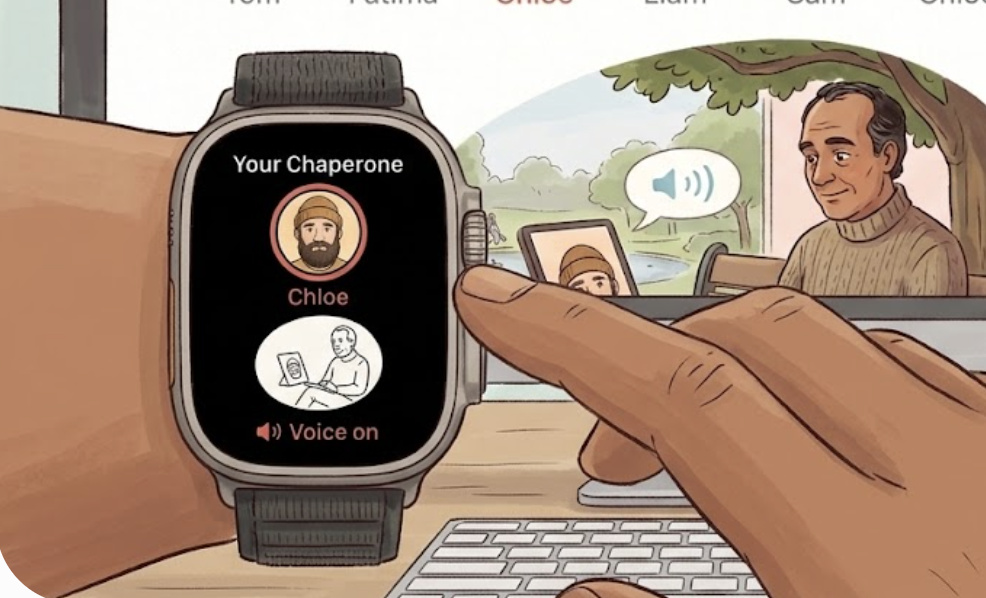A chaperone on a smartwatch, on the go